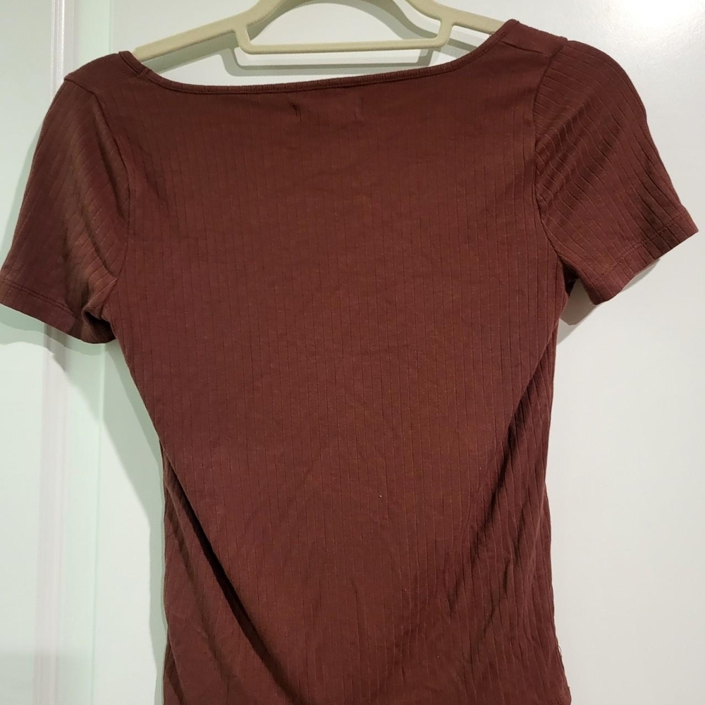 Madewell Ribbed Square Neck Tee - Rust - Picture 3 of 4